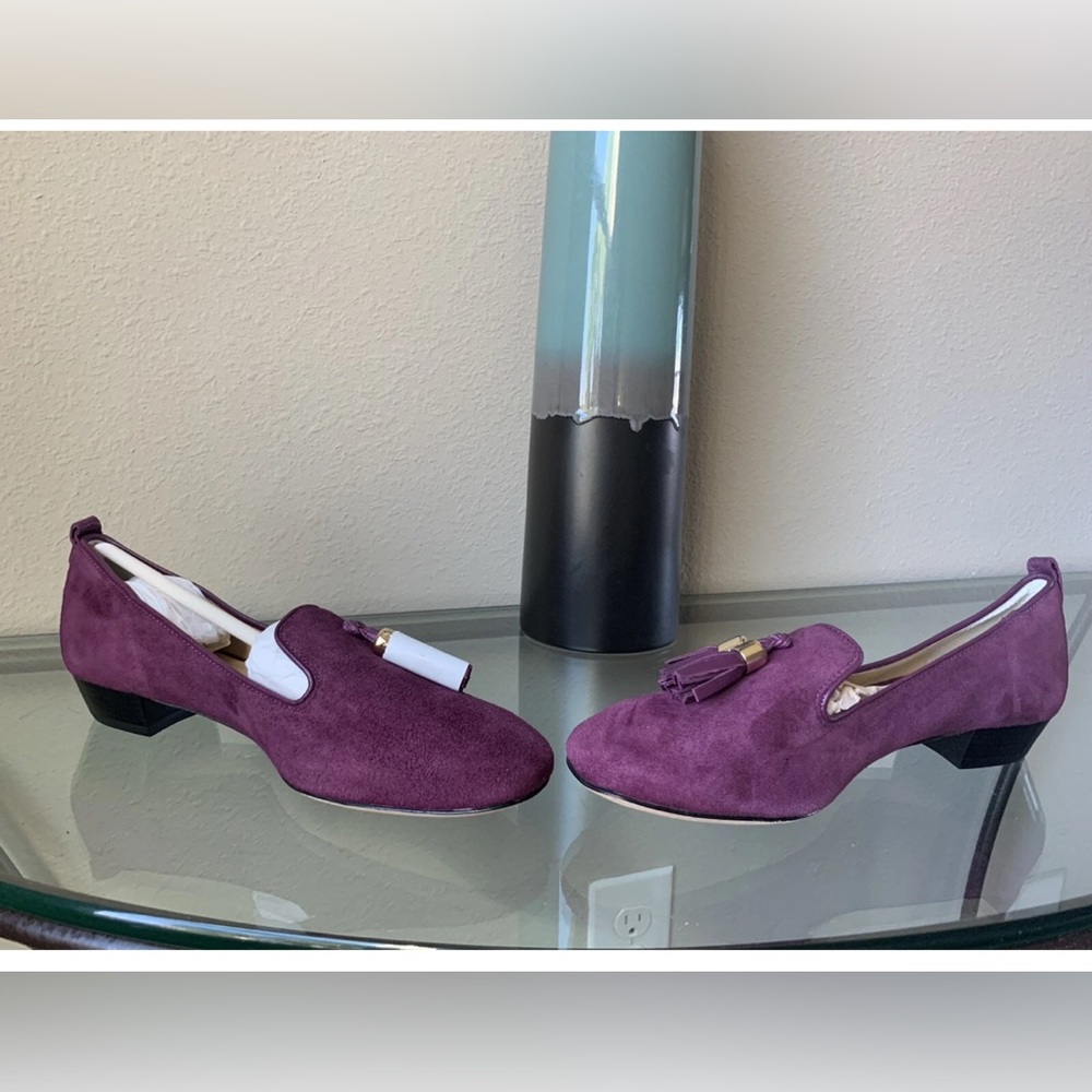 Vero Cuoio Deep Purple Suede Loafers with Tassels Sz 6M - Picture 4 of 9